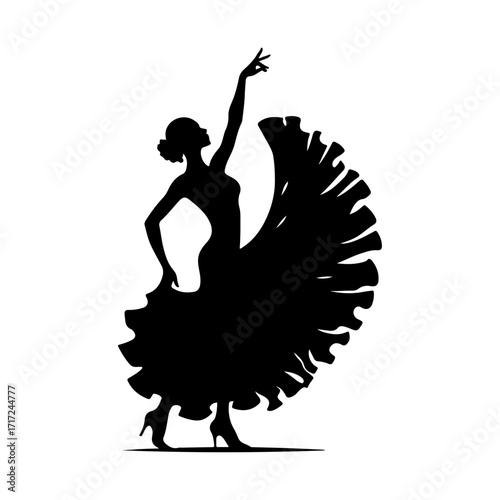 Flamenco Woman Dancing Silhouette Vector