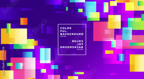 Abstract digital glitch background with vibrant colorful squares. Futuristic vector illustration representing data stream, technology, and motion.