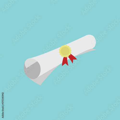diploma roll graduate letter manuscript ribbon achievement ceremony vector illustration isolated