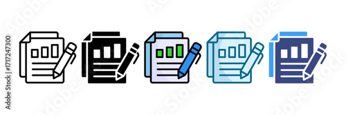 Financial Report Icon Set Multiple Style Collection