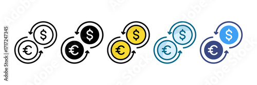 Currency Exchange Icon Set Multiple Style Collection