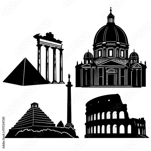 Ancient monuments iconic structures ancient architecture