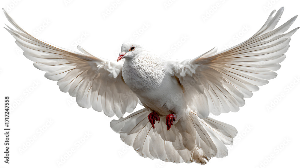 Fototapeta premium White Dove in Flight, isolated on transparent background