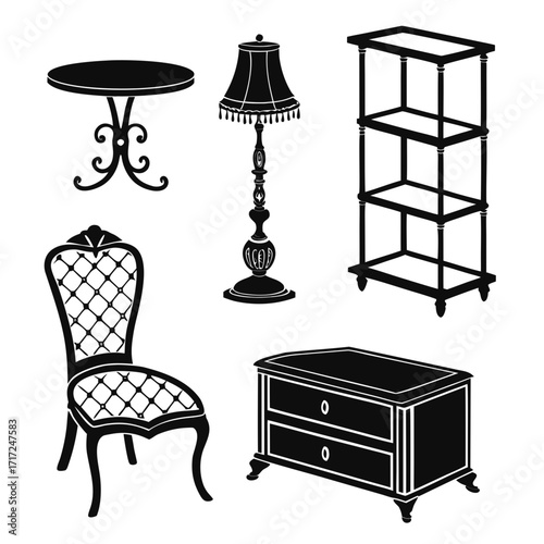 Antique furniture silhouettes table lamp