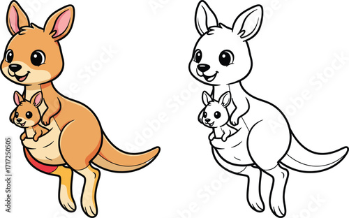 Cute Kangaroo with Baby Joey