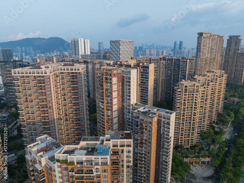 Canvas Print Aerial view of beautiful landscape in shenzhen city, China