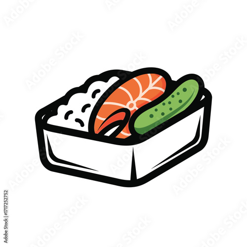 Salmon Bento Box with Rice
