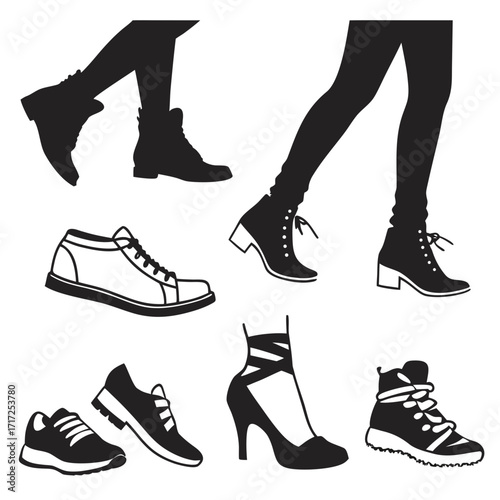 Fashion footwear collection silhouettes shoes boots