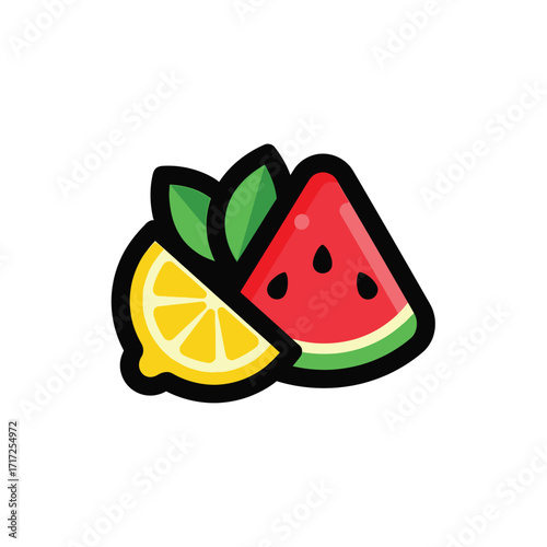 Fresh Fruits Lemon and Watermelon
