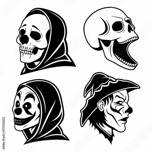 Grim reaper skull clown pirate masks halloween horror