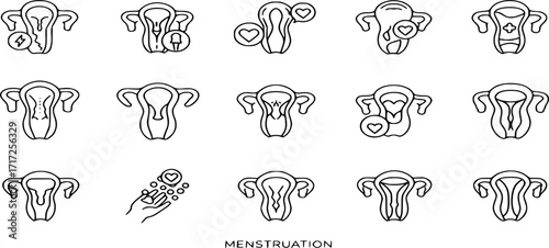 Menstruation, period and menses concept editable stroke outline icon isolated on white background flat vector illustration. Pixel perfect. 64 x 64.
