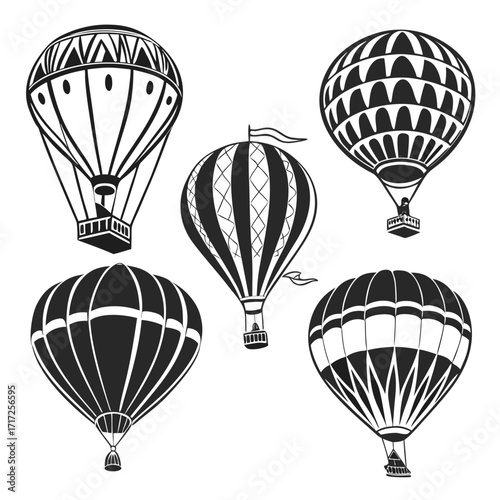 Hot air balloon collection graphic design flight transportation