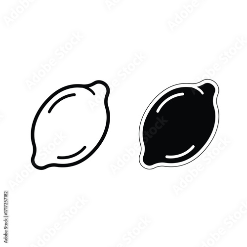 Lemon Icon Set - Outline and Solid Style
