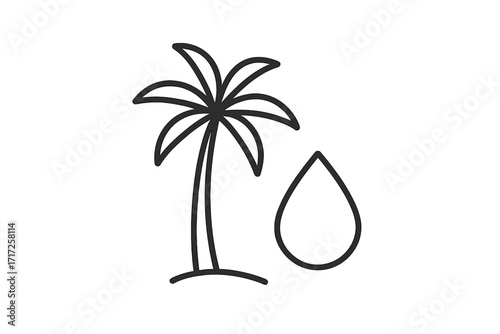 Palm oil free icon, no palm oil symbol. Vector line badge for eco friendly, sustainable products. Healthy food package label. Environmental, allergen free ingredient sign.