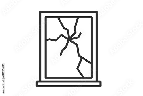 Broken window line icon. Shattered glass symbol. Damage, vandalism, and accident concept. Home repair and insurance vector illustration. Outline pictogram for web and apps.