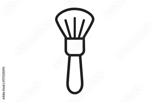 Cosmetic brush line icon for makeup and beauty. Minimalist vector pictogram for powder, blush, and foundation. Simple symbol for web, graphic design, app, beauty salon.
