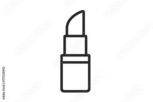 Lipstick icon vector. Minimal line art symbol for makeup and beauty. Cosmetic product outline illustration. Simple glamour and fashion graphic for web design, app, banner.