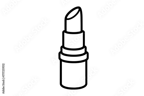 Lipstick outline symbol. Vector line icon for cosmetic, makeup, and beauty concepts. Minimalist pomade illustration for web design, apps, adverts, and graphic resources.