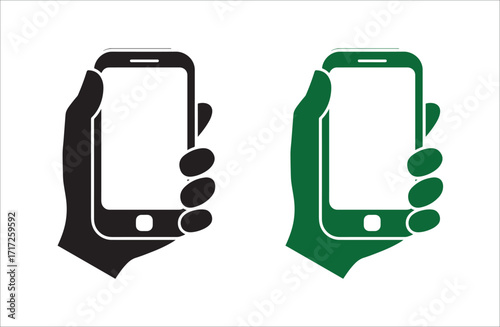 Modern Smartphone Alert Vector – Black and Green Vibration Icon
