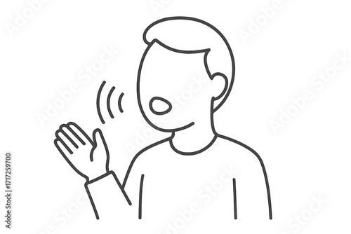 Wallpaper Mural Person speaking icon. Man talking, shouting, calling out. Communication concept. Voice, sound wave illustration. Public speaking, announcement. Editable stroke line art vector. Torontodigital.ca