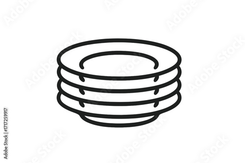 Stack of plates line icon. Clean dishes vector illustration. Household kitchen tableware symbol for restaurant menu or cleaning service. Minimalist dinnerware pictogram.