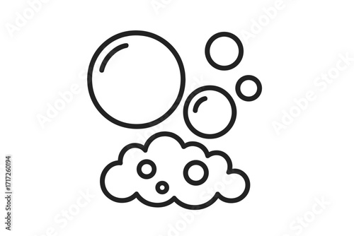 Vector line icon of soap suds and bubbles. Lather and foam illustration for cleaning, washing, and hygiene. Simple outline graphic design element for bath or laundry concepts.