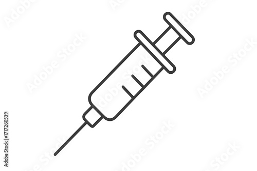 Syringe line icon for medicine and healthcare. Vector illustration of injection, vaccine shot, and drug dose. Medical equipment symbol for hospital, clinic, doctor or nurse.