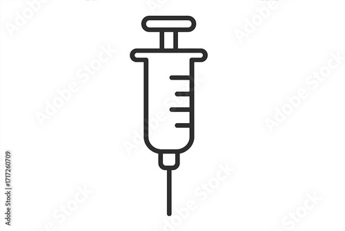 Minimalistic syringe icon vector, medical injection pictogram for web design, app interfaces, banners, social media, health care, cartoon illustration transparent background
