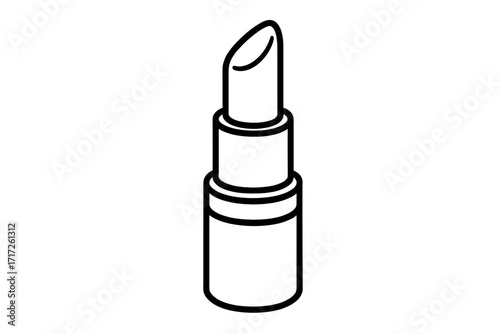 Lipstick line icon vector. Simple outline drawing of a cosmetic product. Makeup, beauty, and fashion concept. Glamour symbol. Isometric minimalist illustration for beauty salon.