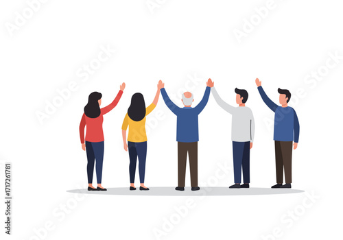 United Team: Diverse People Showing Unity and Teamwork.