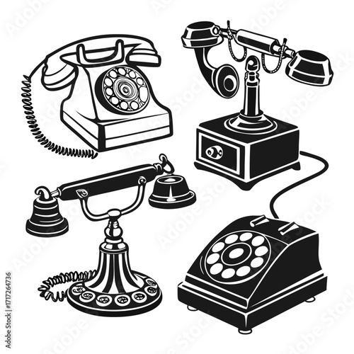 Vintage telephone silhouettes collection vintage telephones