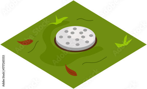 Biopore Hole with Fallen Leaves for Organic Composting