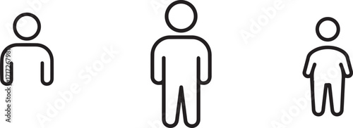 Simple line art icons representing social distancing and personal space between people