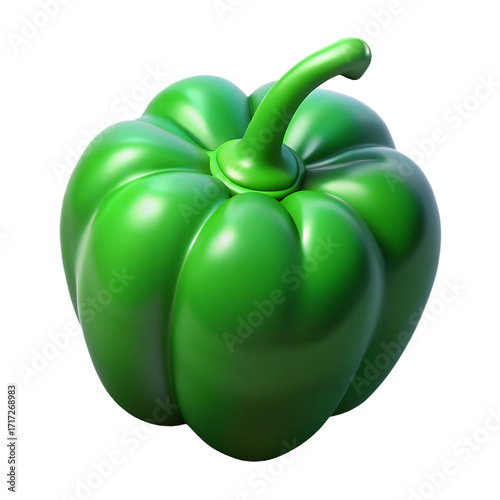 Vibrant Green Bell Pepper Isolated on White Background 1