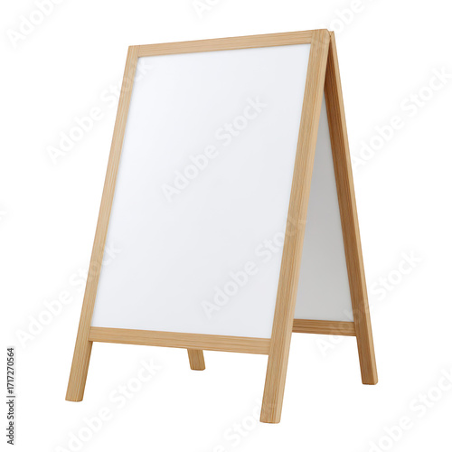 Wooden A-Frame Sandwich Board with White Panels (246) file isolated on a transparent background