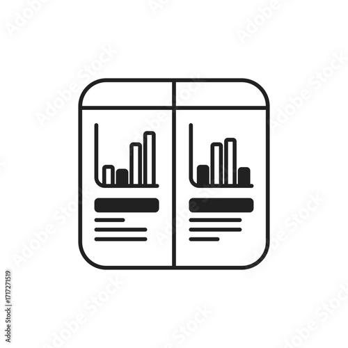 Metric Compare Icon, Side by Side Data Comparison Outline