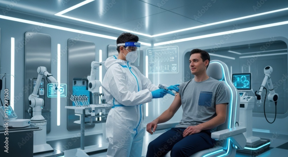 Obraz premium The future vaccination scene that symbolizes advanced medical care