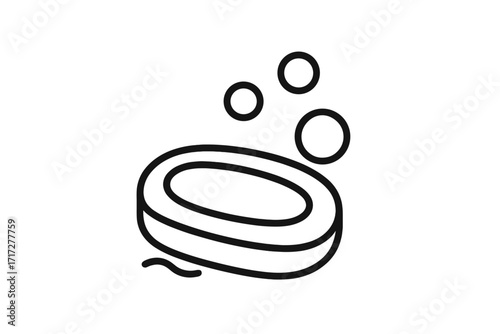 Minimalistic Linear Soap Icon with Bubbles, Clean Hygiene Symbol, Handwashing and Bathroom Vector Illustration for Web, Apps, Banners, Social Network, and Graphic Design