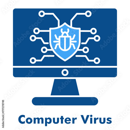 Computer Virus Two Color Glyph Icon Vector Illustration