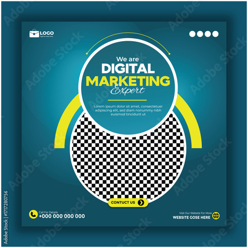 Digital marketing expert social media post template for business promotion campaign