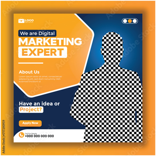 Digital marketing expert social media post template for business promotion campaign