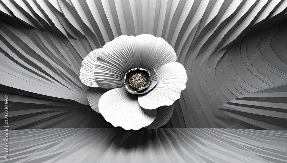Obraz premium Monochromatic Abstract Flower with Corrugated Background