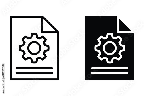 Document Settings Icon Line and Solid Versions