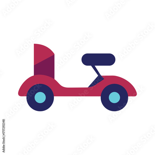 Illustration of a red mobility scooter isolated on white background for transportation and accessibility