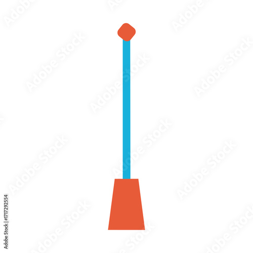 Illustration of a mop with a red head and a blue handle isolated on white background for cleaning and household chores