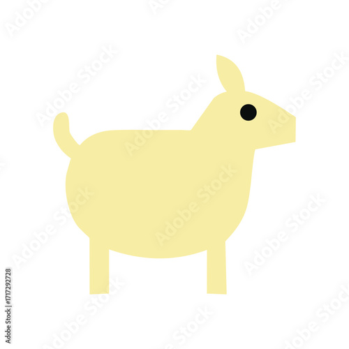 A charming illustration of a light yellow donkey standing gracefully isolated on white background, exuding simplicity and charm