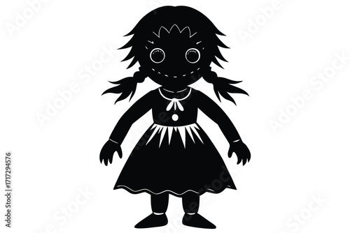 cursed doll silhouette vector icon design