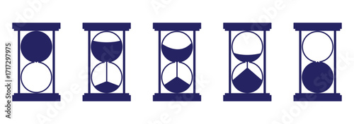 Set of hourglass icons. Loading sign. Waiting time concept, Time measurement, deadline. Vector, isolated illustration. eps 10