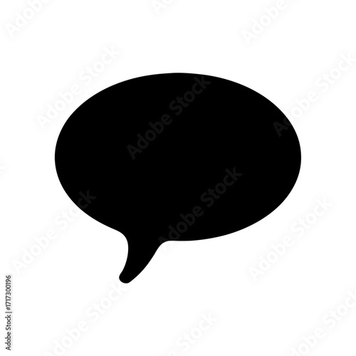 Speech bubble icon silhouette-Black silhouette of a speech bubble, commonly used to represent communication, chat, dialogue, or messaging.