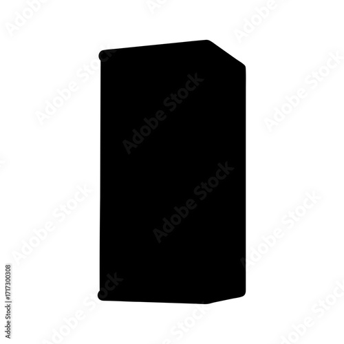 Computer tower icon silhouette-Black silhouette of a computer tower or PC case, representing desktop hardware, system unit, or gaming PC.